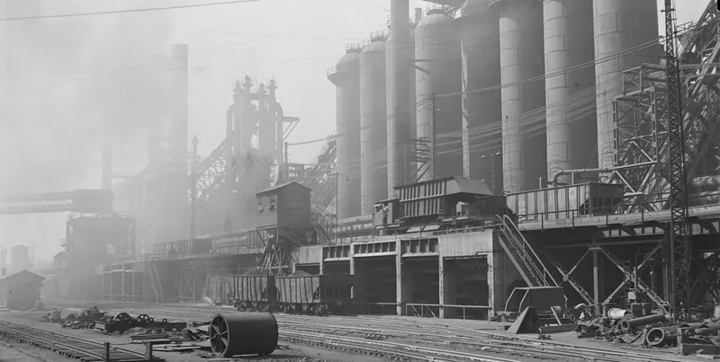 Blast furnaces at a steel works
