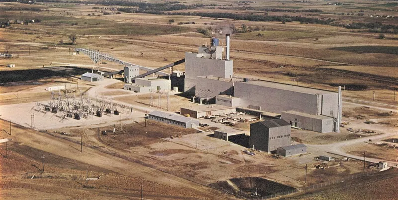 Aerial view of a nuclear power facility