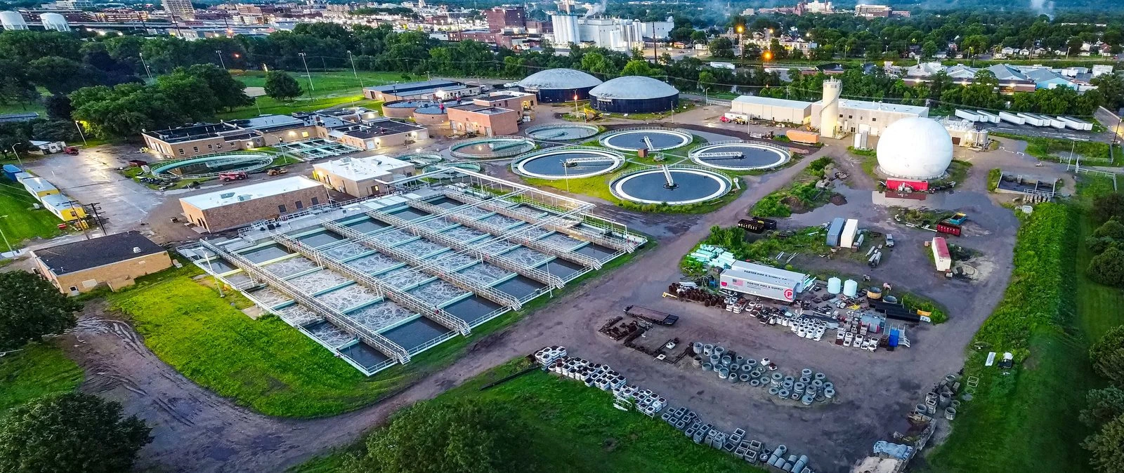 Aerial view of a water treatment facility